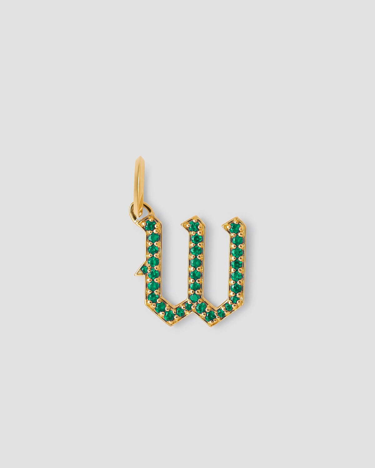 Capital Gothic Letter Charm with Pavé Gemstones