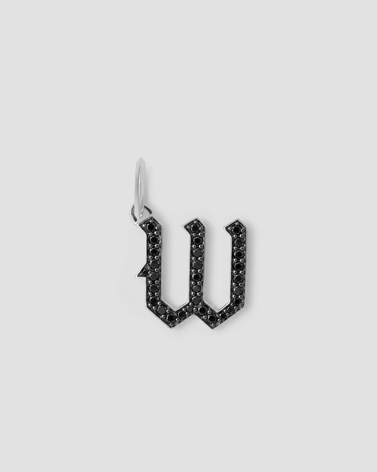 Capital Gothic Letter Charm with Pavé Black Diamonds