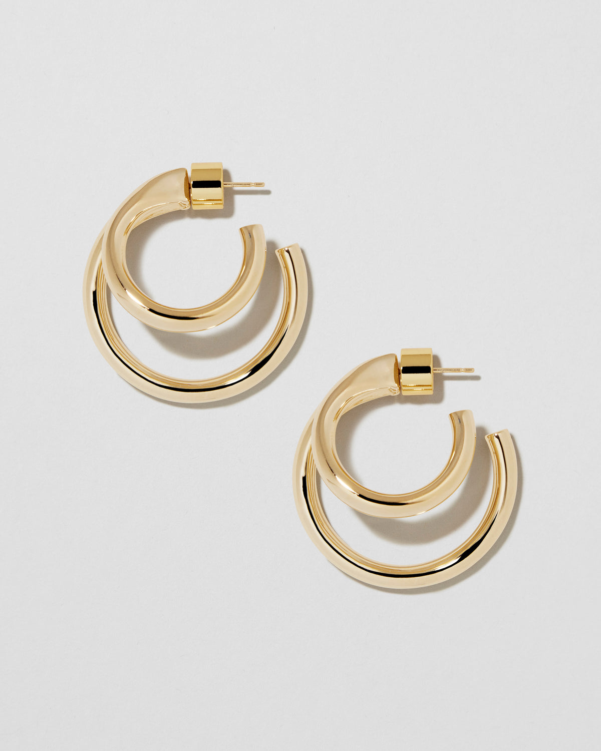 1" Double Lilly Mini Hoops earring - alternate angle | small 14k gold hoop earrings