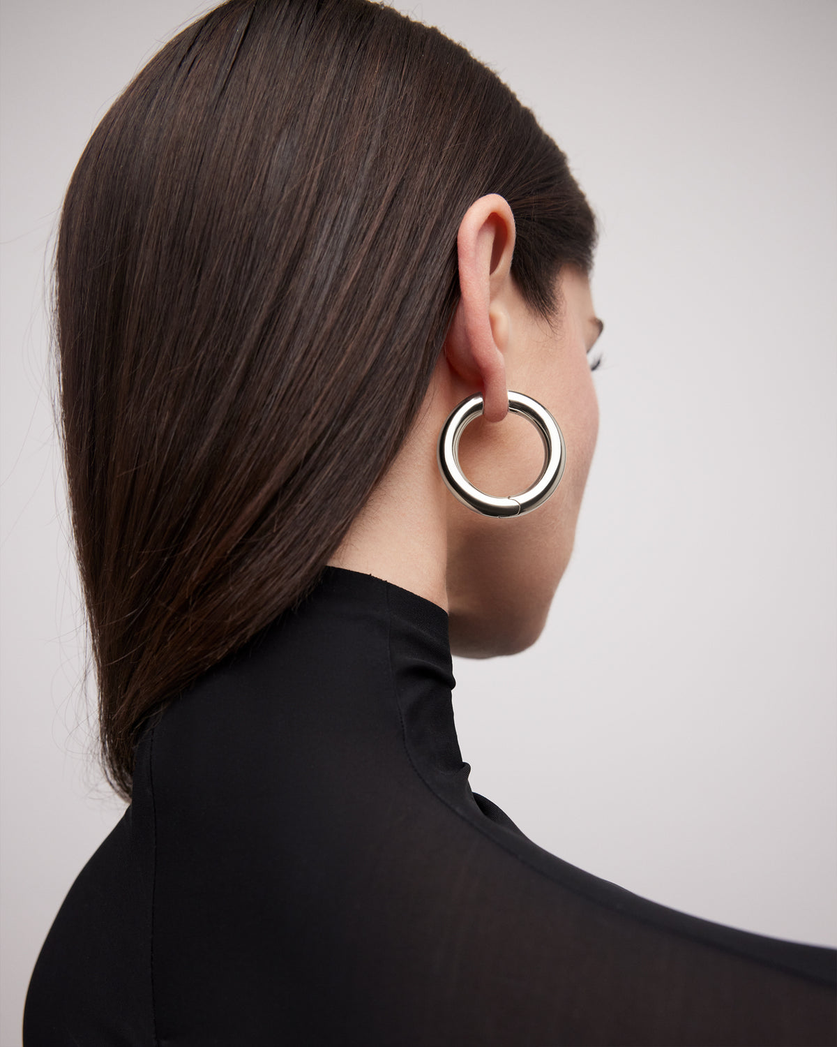 1" Samira Hinged Mini Hoops earring - side view | gold small hoop earrings