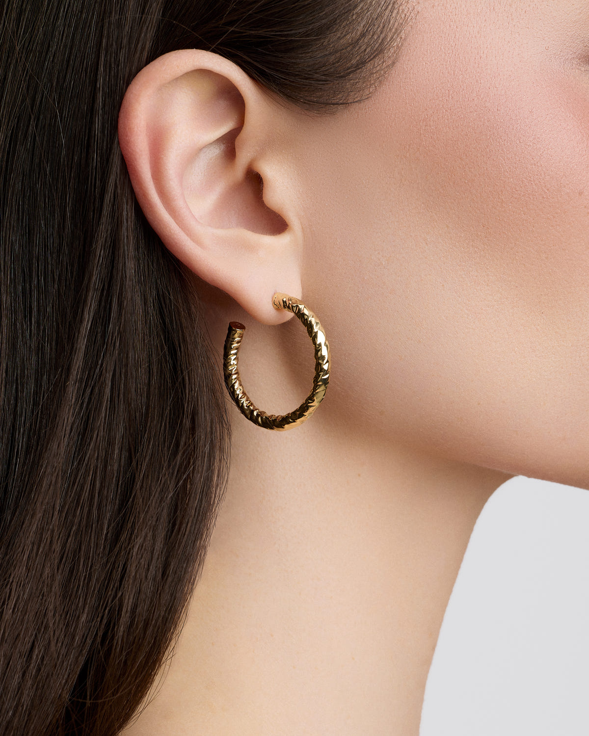 1" Hailey Mini Hoops earring - front view | small gold hoop earrings