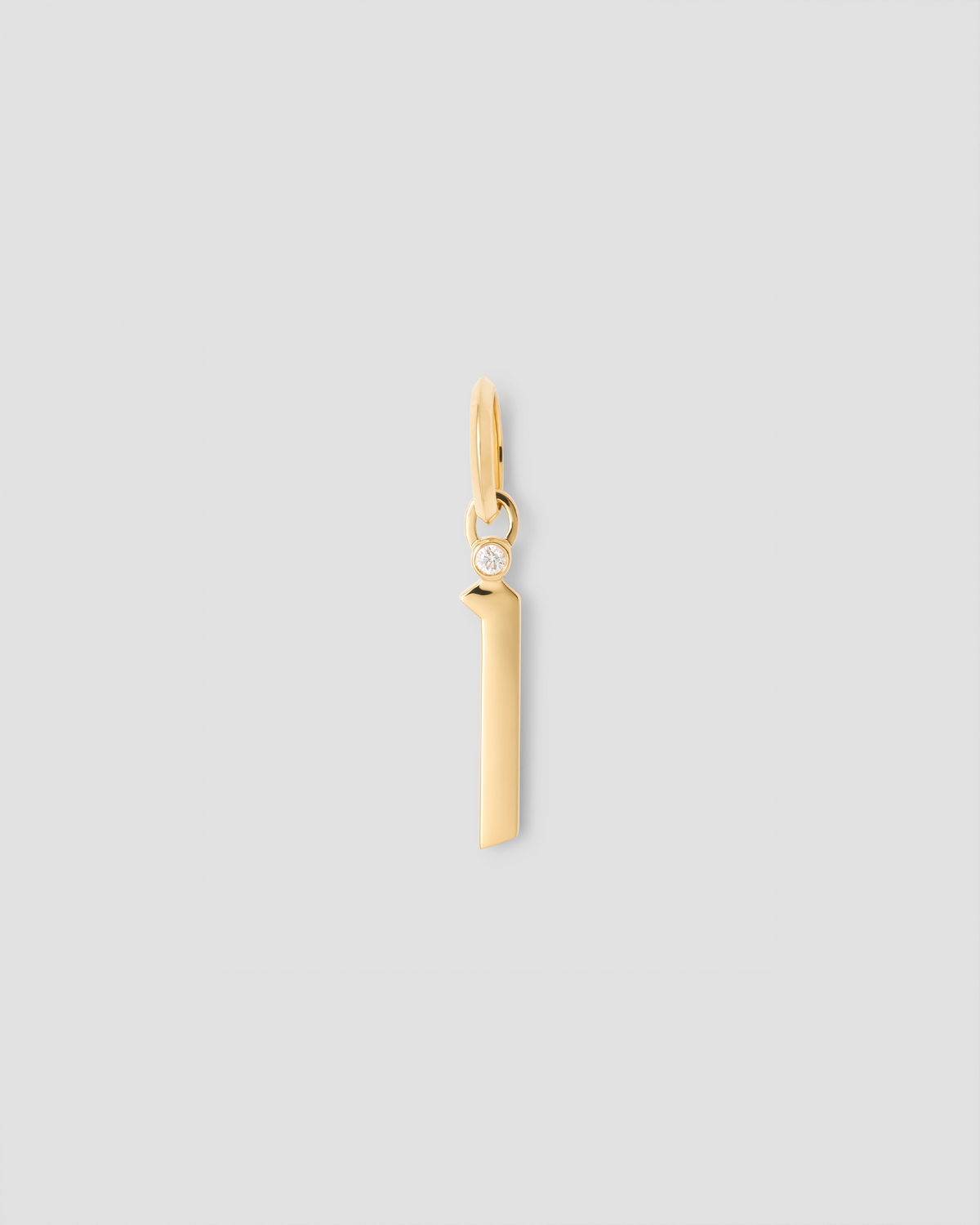 Gothic Number Charm with Diamond in 18K Yellow Gold charm - styled on model | gold charm necklace