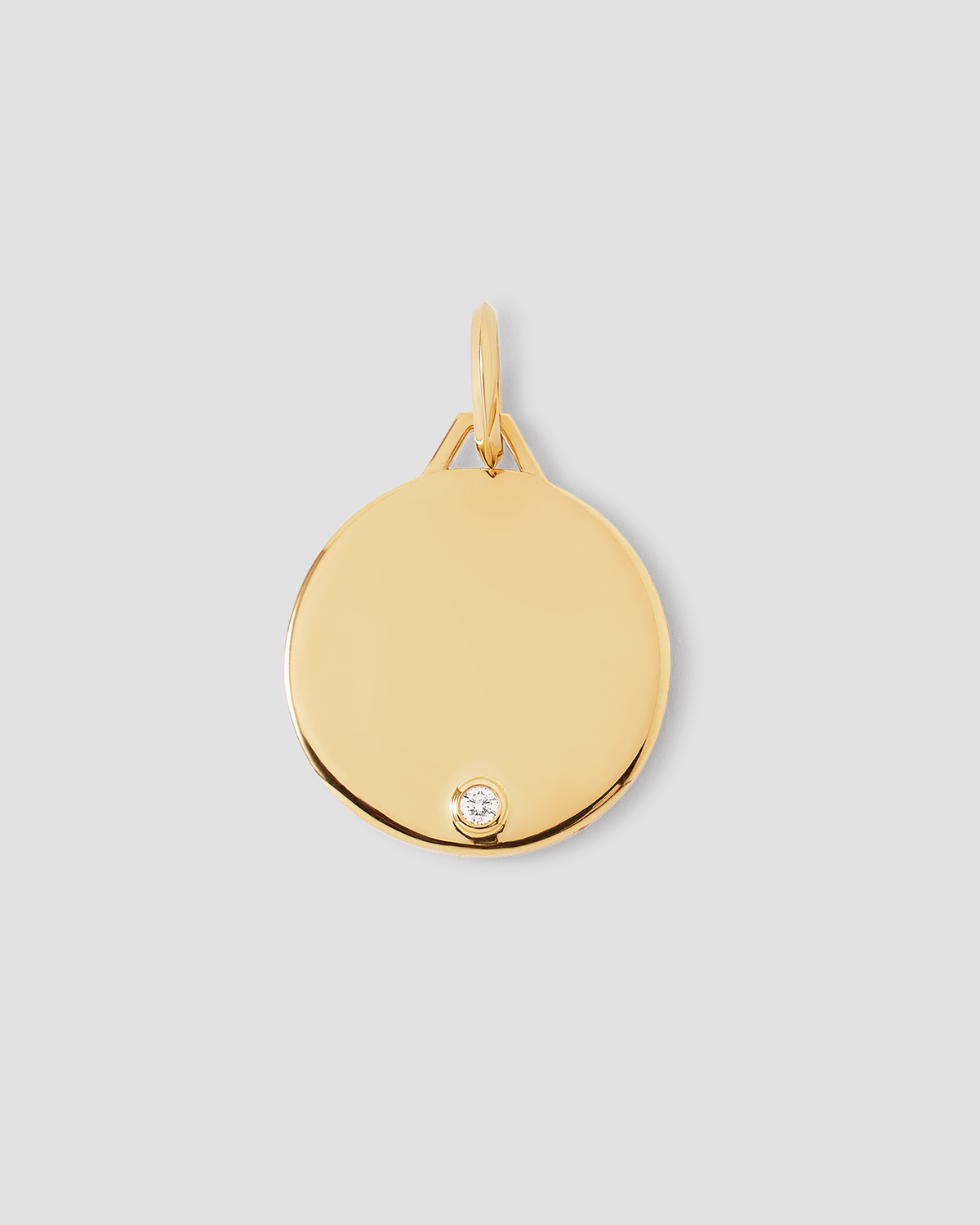 Personalized Circle Charm with Diamond in 18K Yellow gold charm - styled on model | necklace with charms
