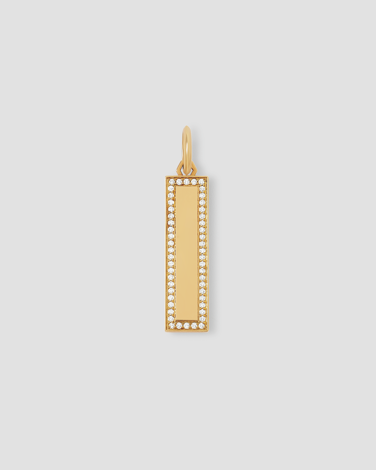 Luxe Narrow Classic Dog Tag in 18K Yellow Gold charm - front view | gold charm necklace