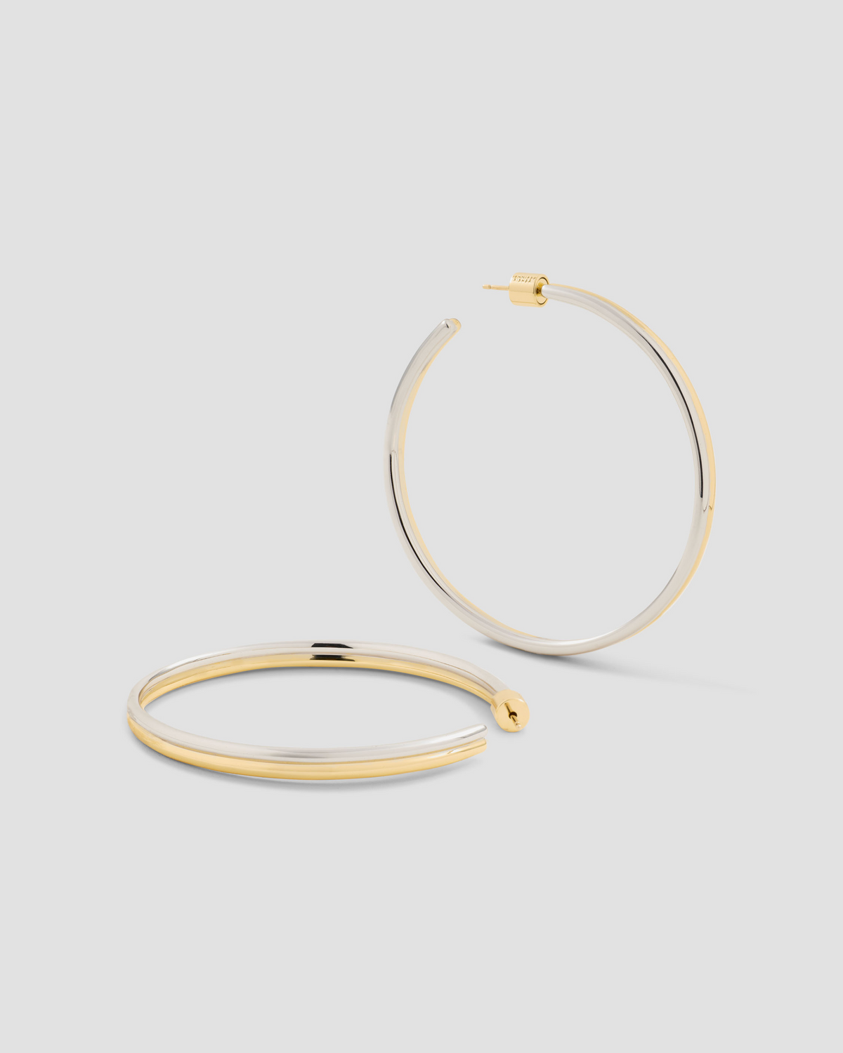 2" Two Tone Thread Hoops earring - styled on model | gold hoop earrings