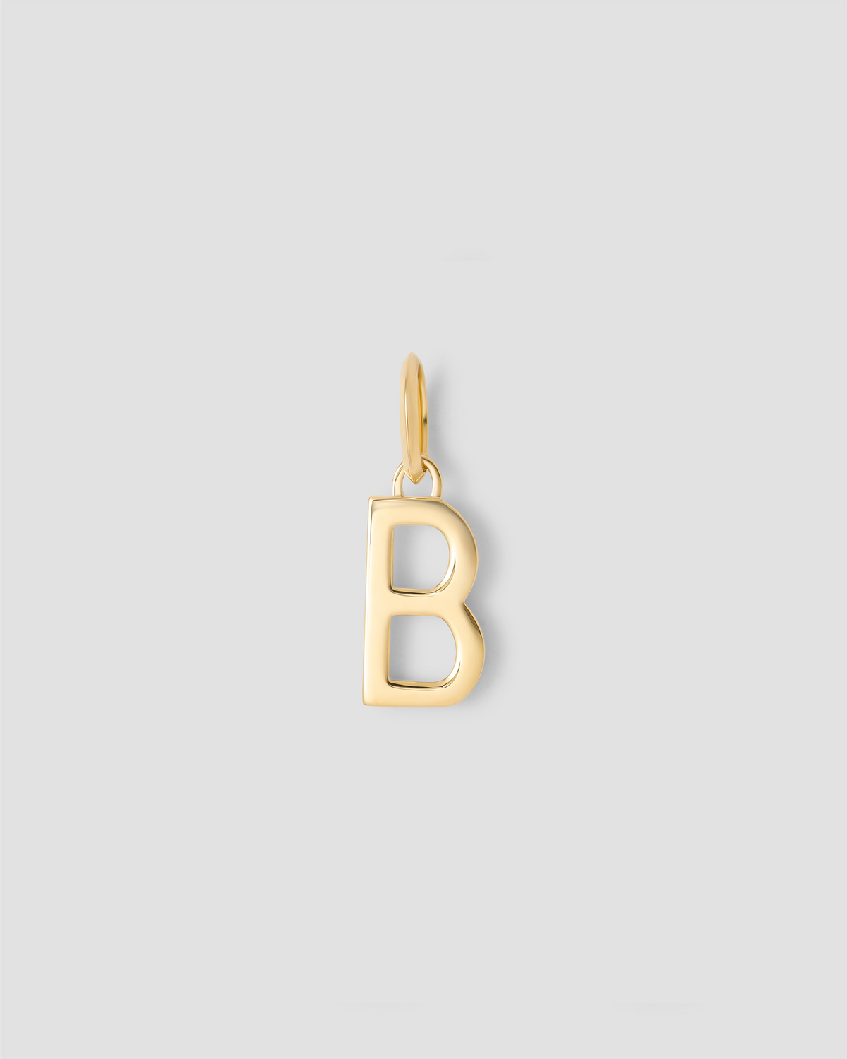 Minimal Block Letter Charm in 14K Yellow gold charm - worn look | custom charm necklace