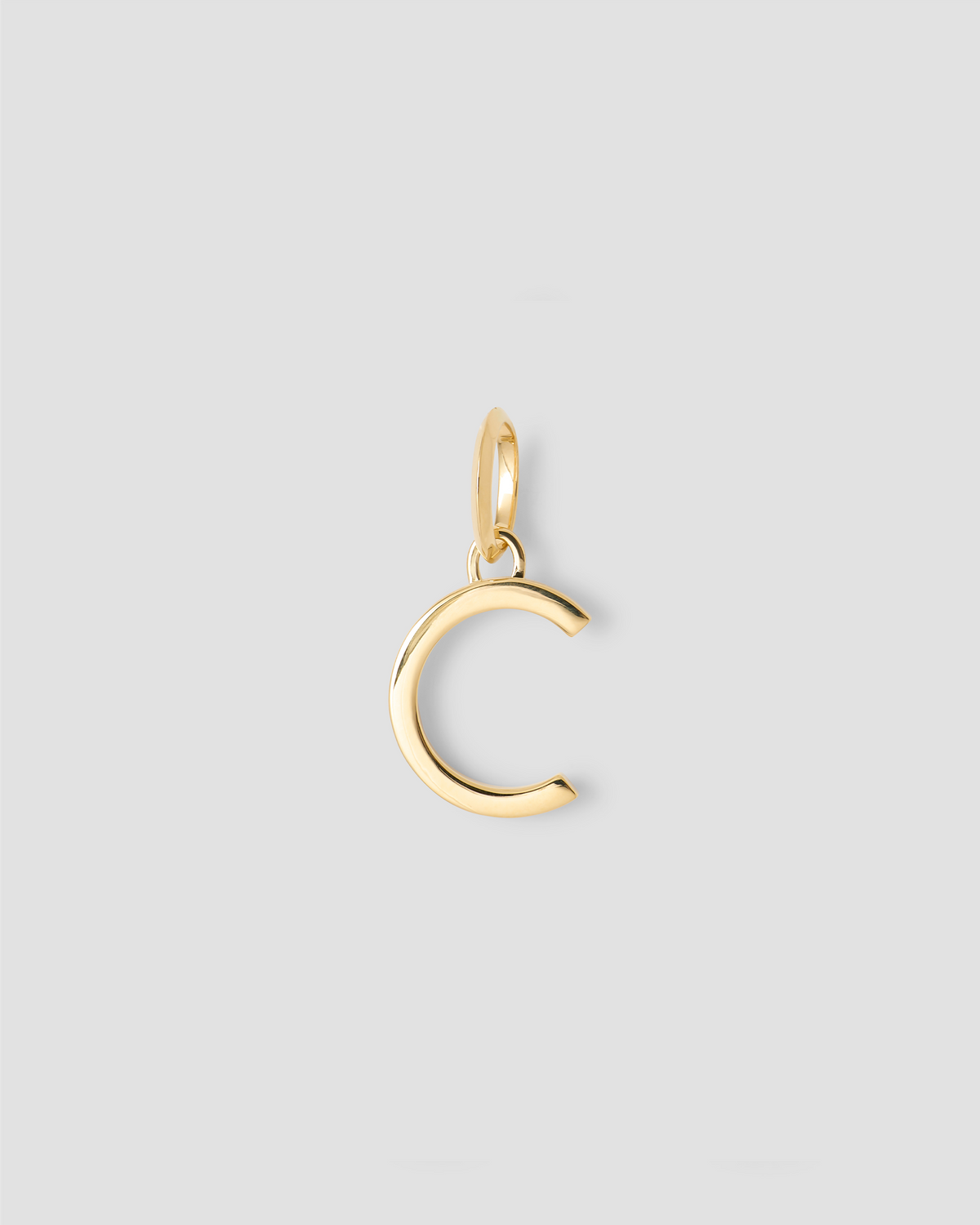 Minimal Block Letter Charm in 14K Yellow gold charm - product detail shot | custom charm necklace