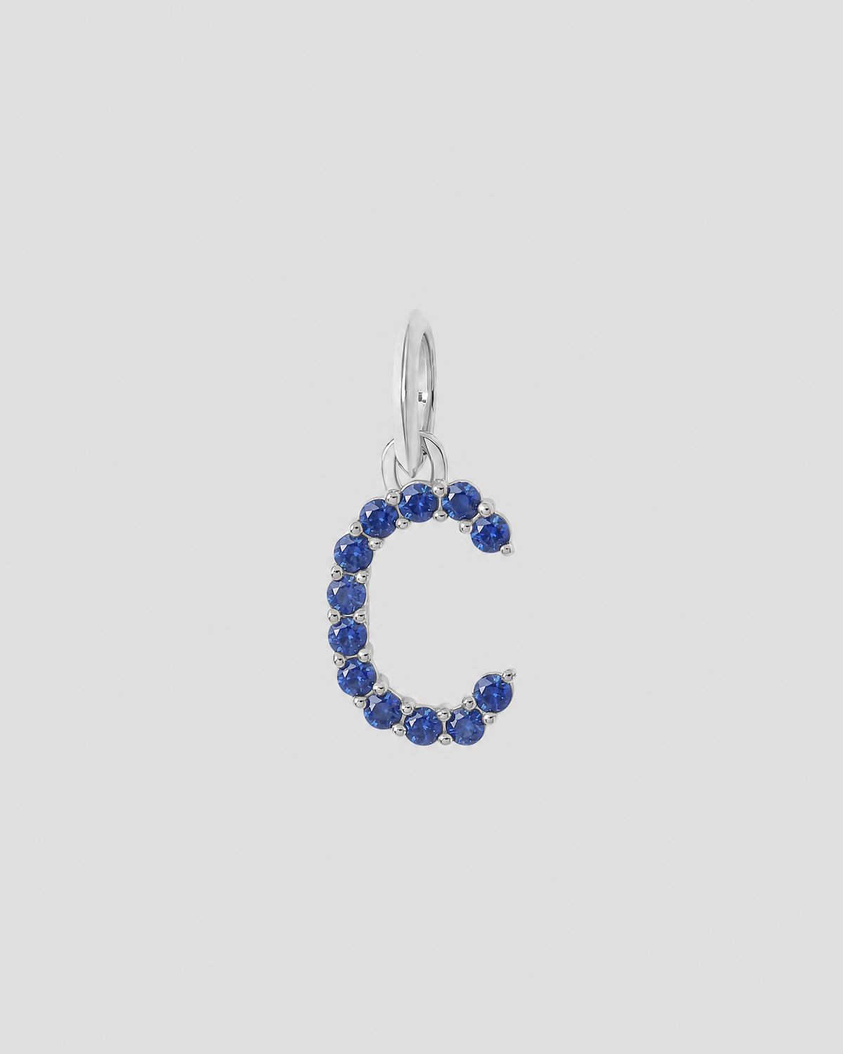 Medium Floating Sapphire Minimal Block Letter