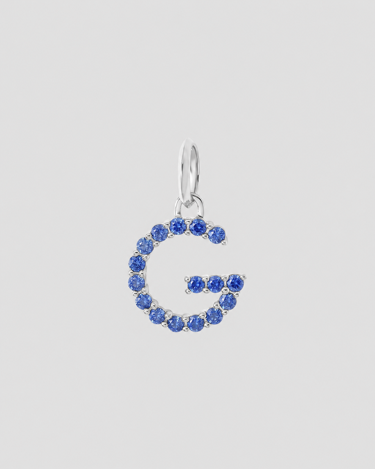 Medium Floating Sapphire Minimal Block Letter