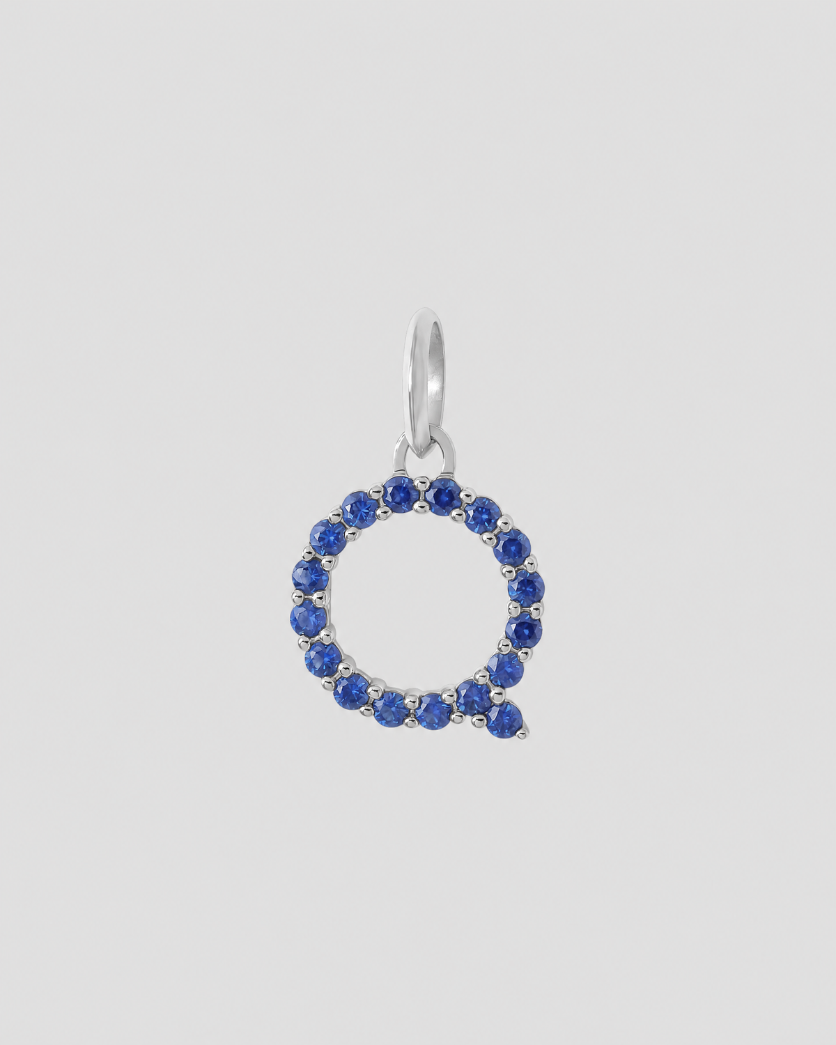 Medium Floating Sapphire Minimal Block Letter