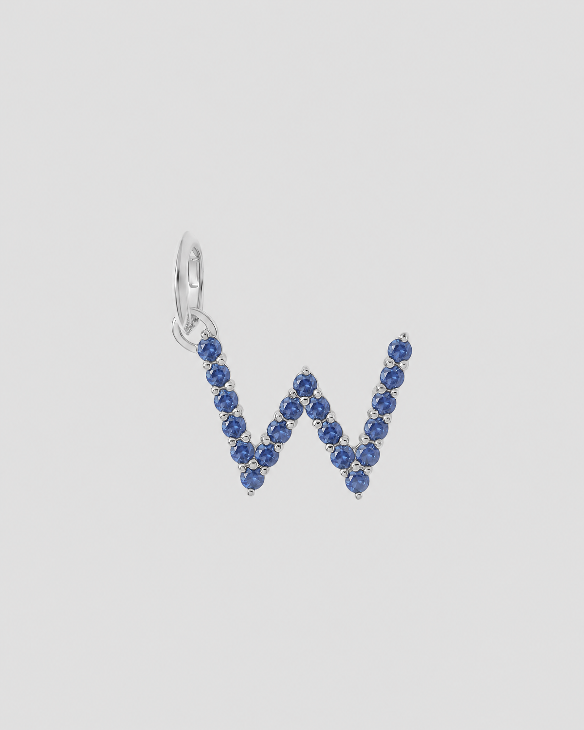 Medium Floating Sapphire Minimal Block Letter