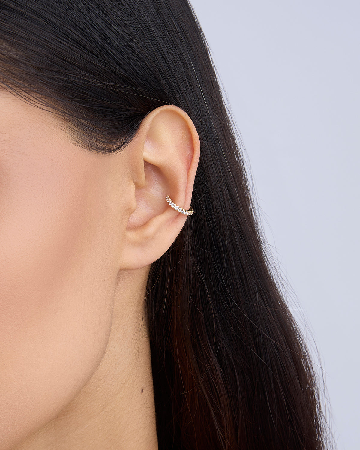 Pavé Diamond Ear Cuff in 18K Yellow Gold 18K gold earring - styled on model | diamond earrings for women