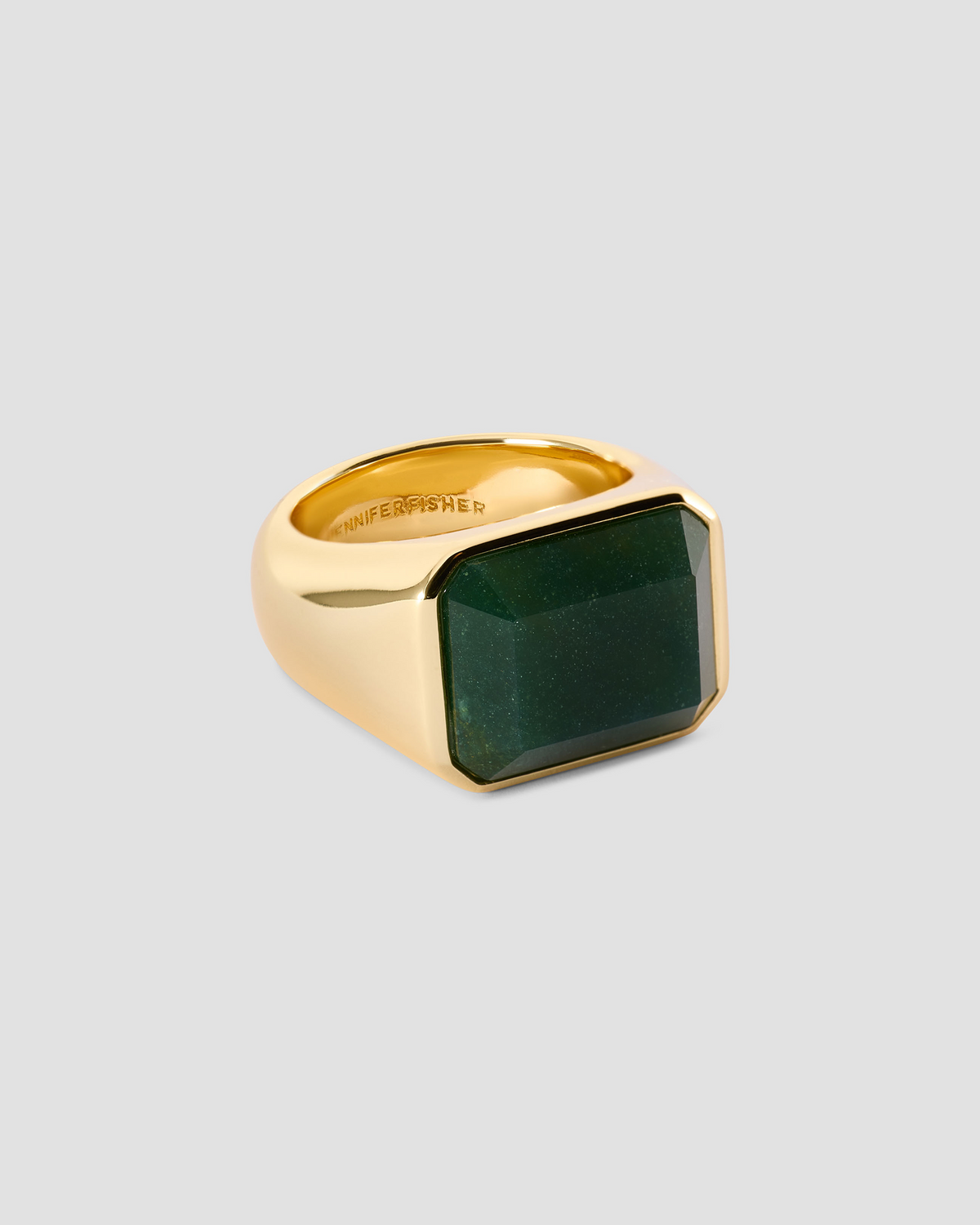 Semi-Precious Emerald Signet Ring