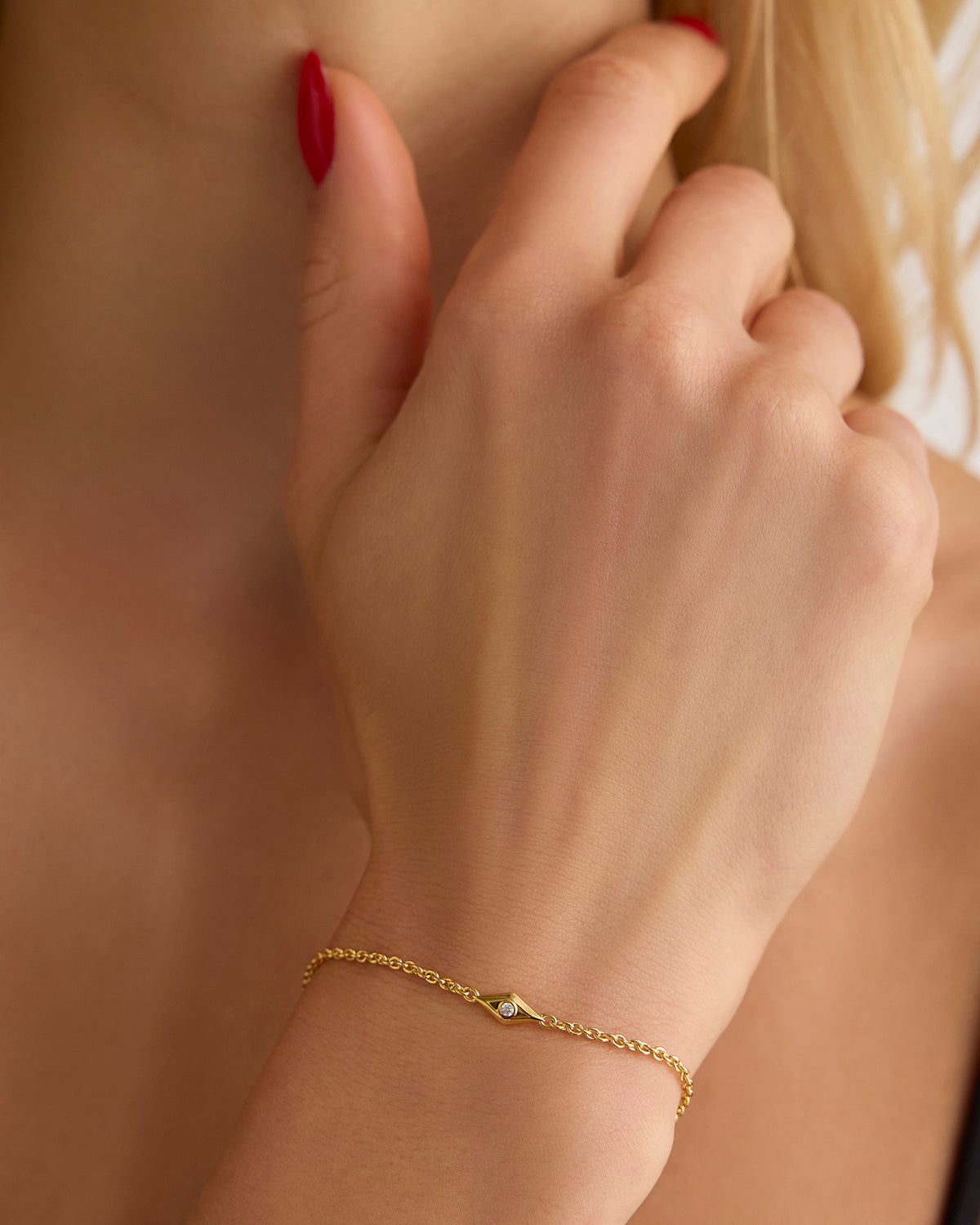 Evil Eye bracelet - styled on model | womens gold bracelets