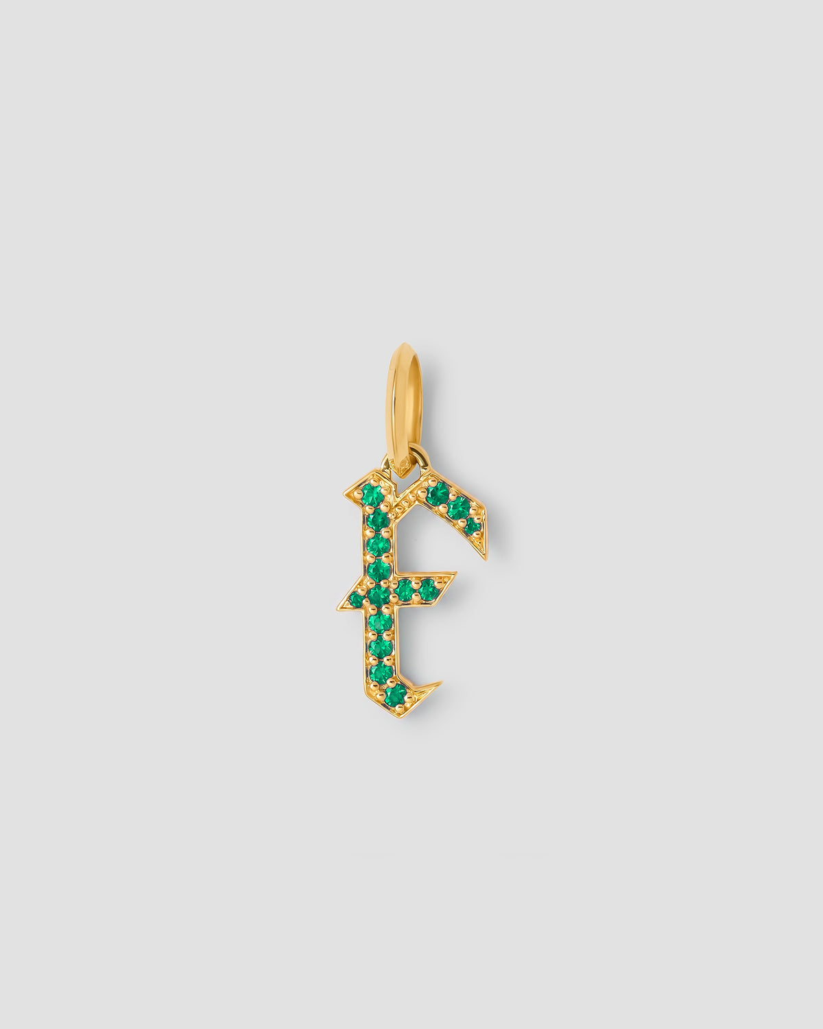 Capital Gothic Letter Charm with Pavé Gemstones