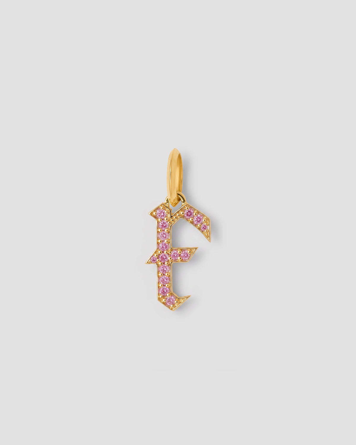 Capital Gothic Letter Charm with Pavé Gemstones