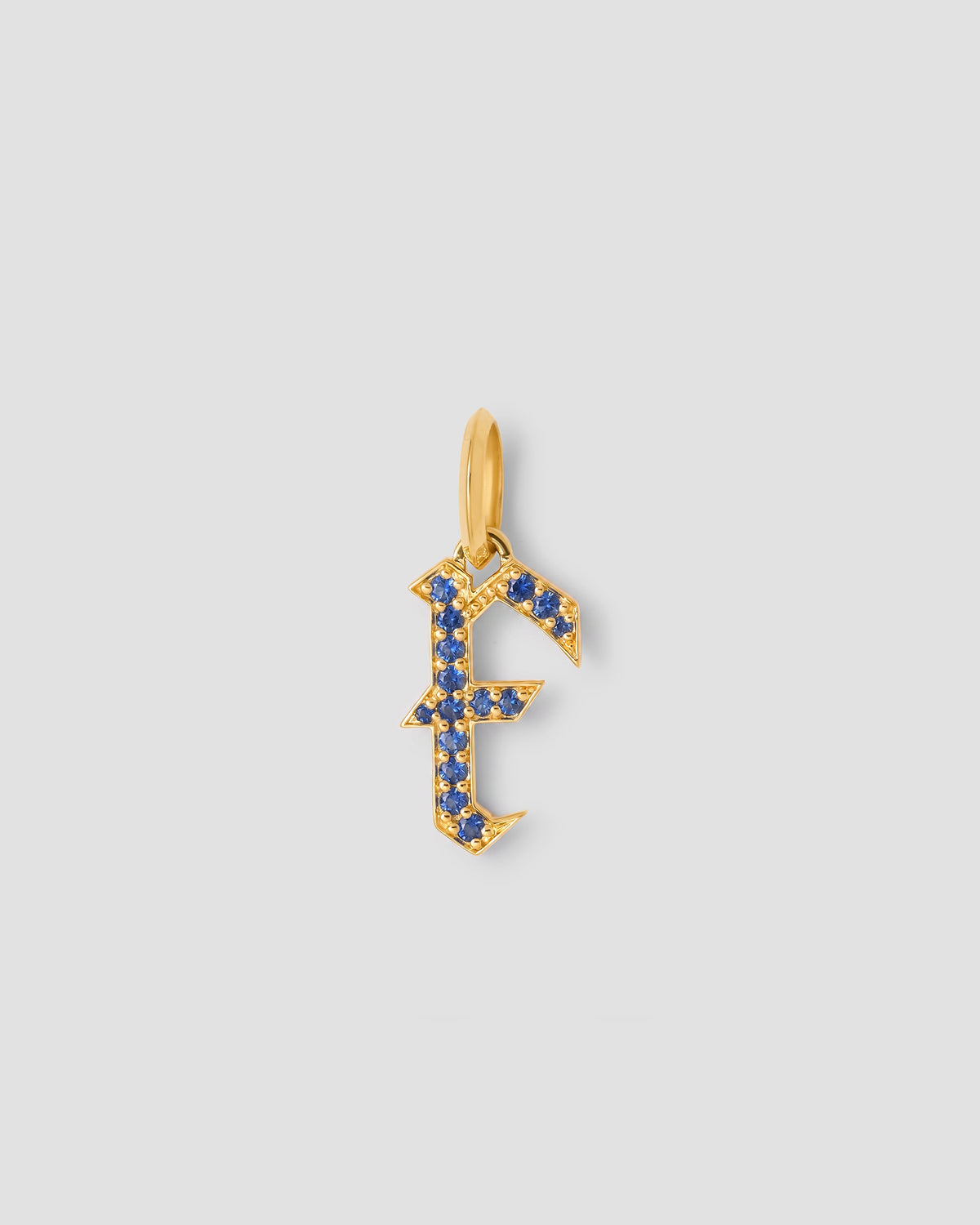 Capital Gothic Letter Charm with Pavé Gemstones