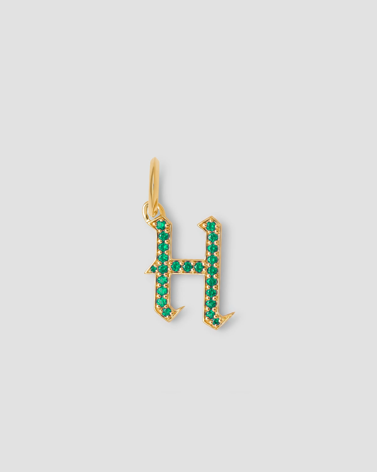 Capital Gothic Letter Charm with Pavé Gemstones