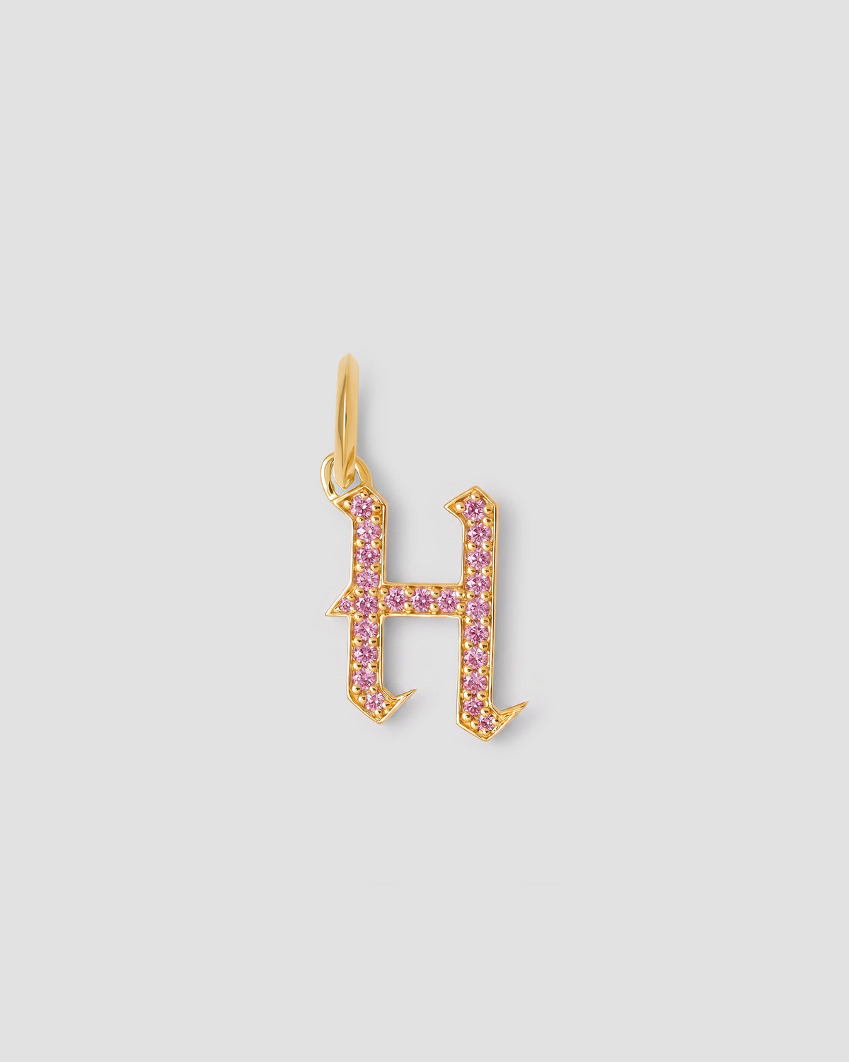 Capital Gothic Letter Charm with Pavé Gemstones