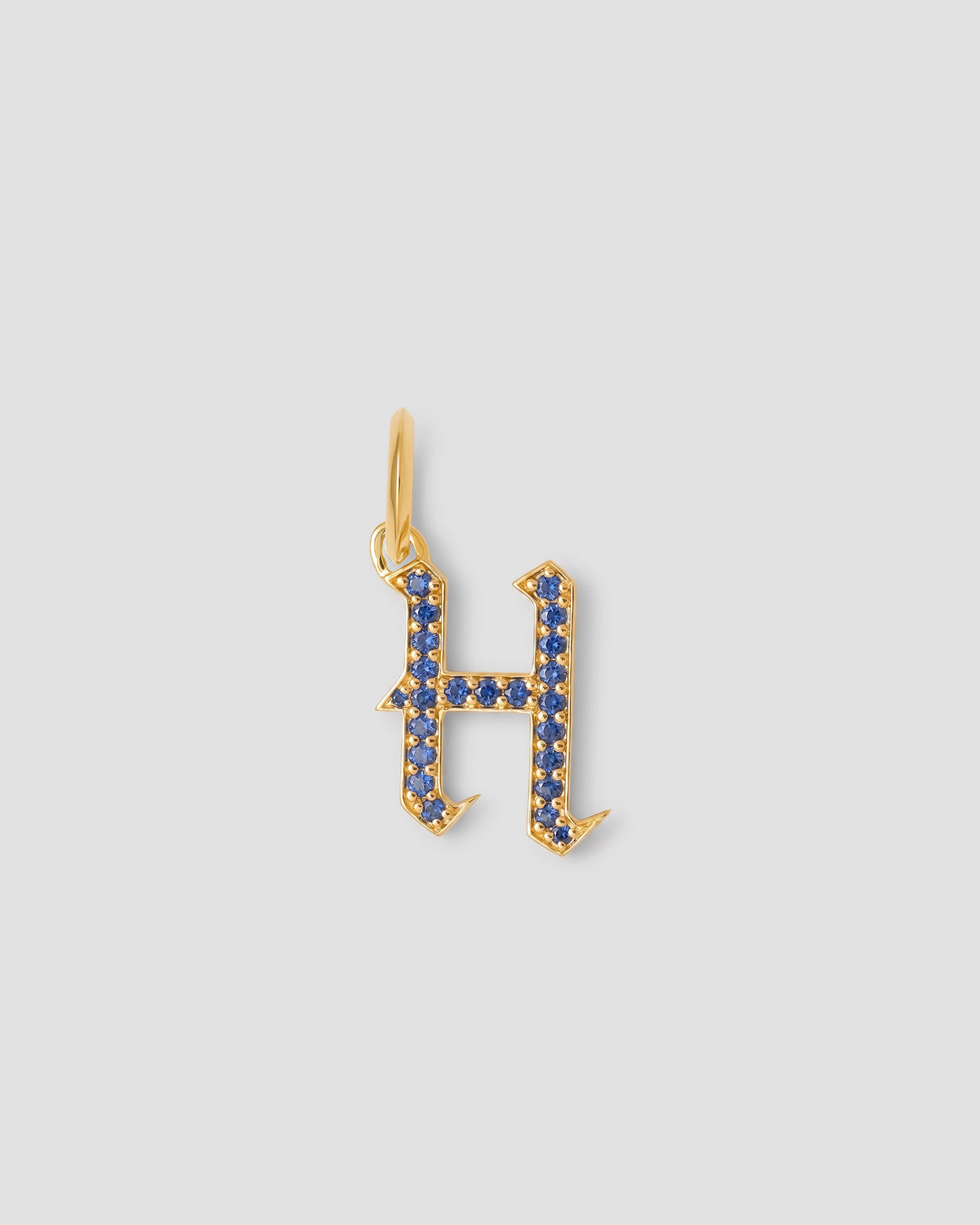 Capital Gothic Letter Charm with Pavé Gemstones