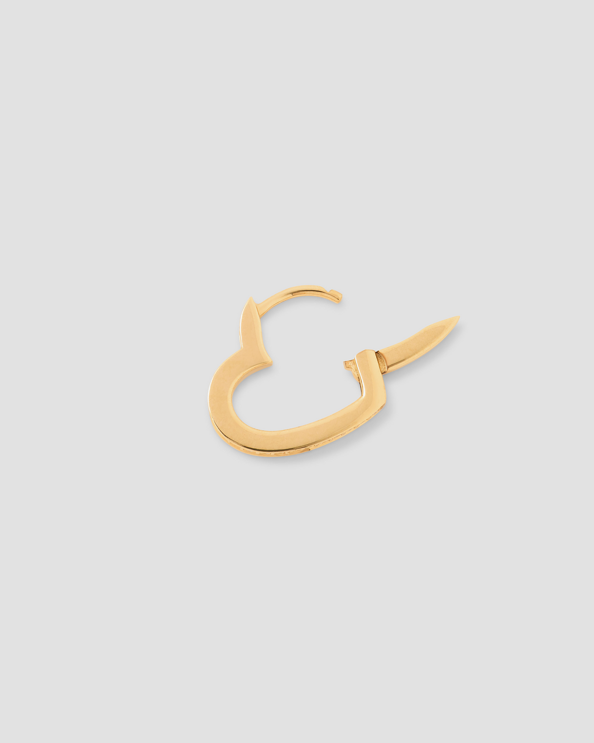 18k Small Heart Huggie With Pavé White Diamonds gold earring - worn look | diamond huggie earrings