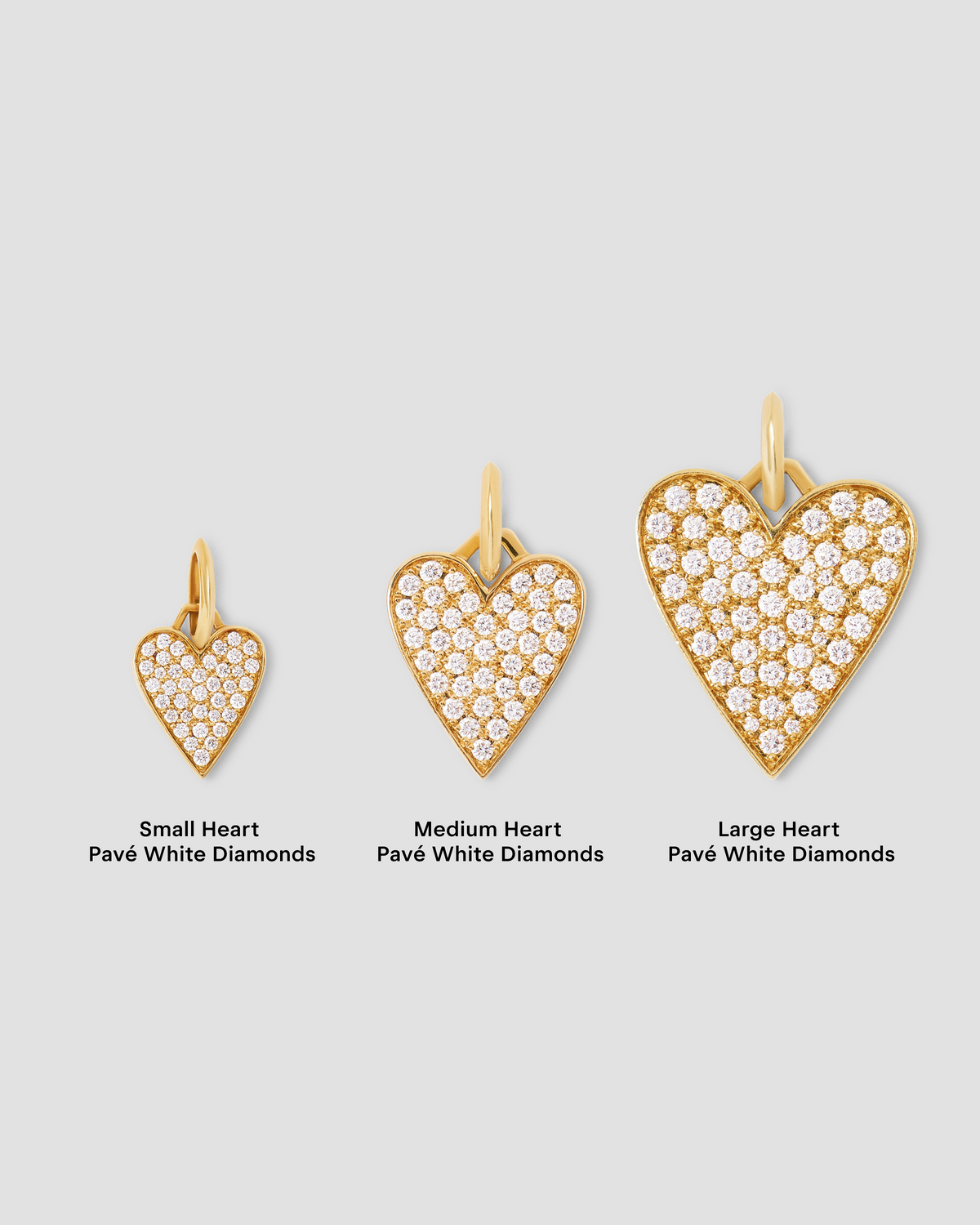 Large Heart with Pavé White Diamonds in 18K Yellow Gold charm - styled on model | charm necklaces