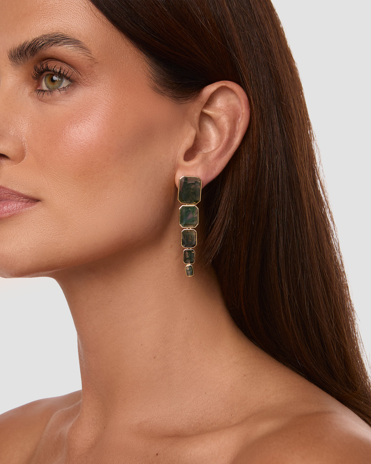 Semi-Precious Emerald Drop Earrings