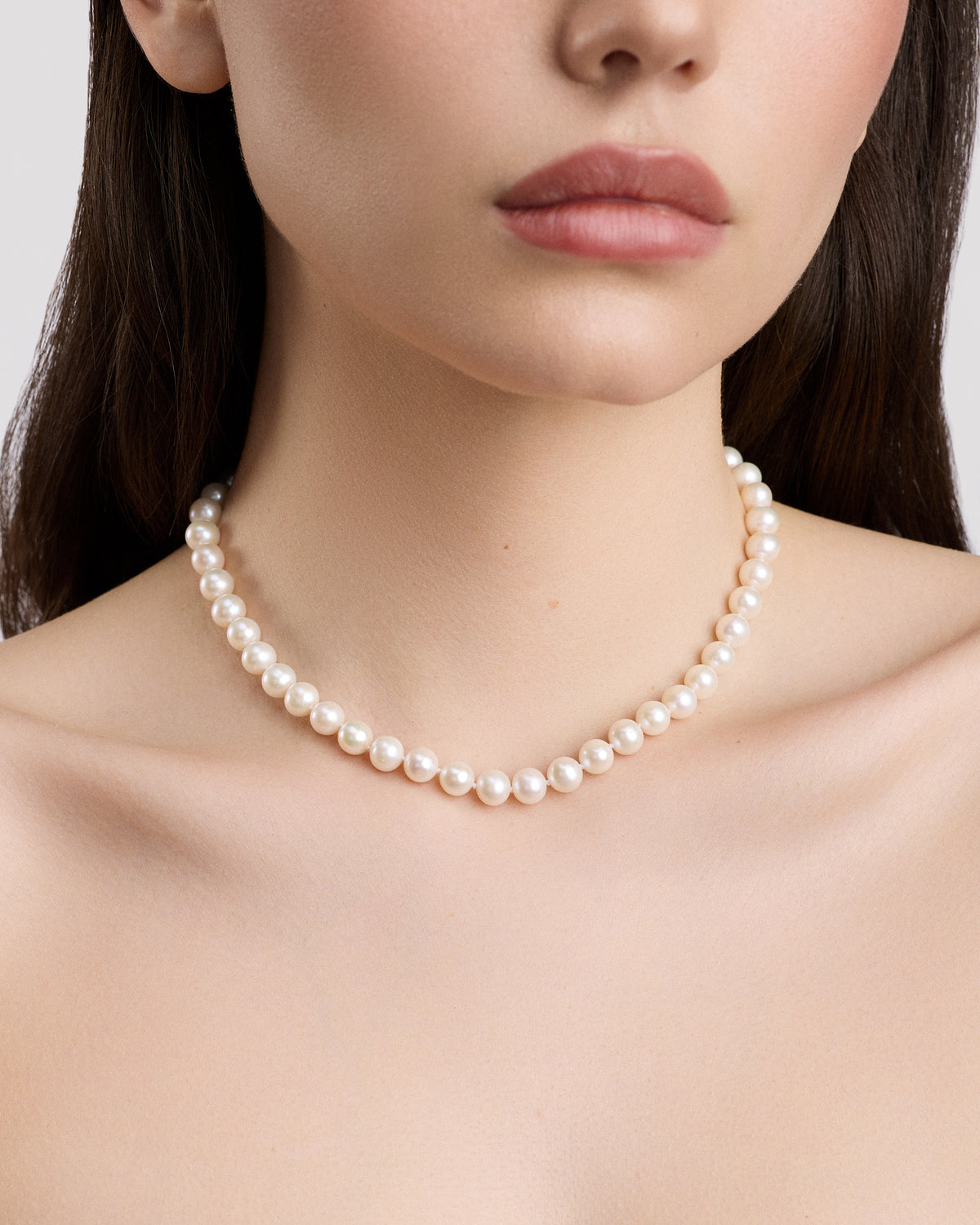 Freshwater Pearl Necklace gold necklace - side view | necklaces for women