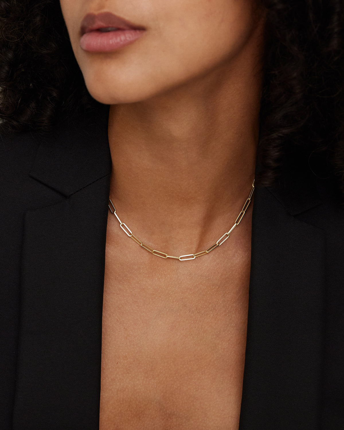 Long Link Chain in 14K necklace - back view | womens gold chain