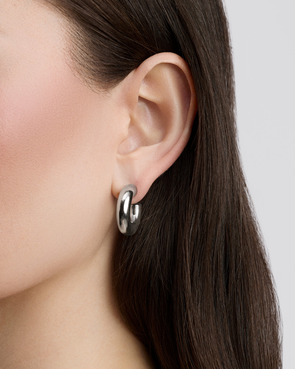 Jamma Micro Huggies earring - back view | gold huggie earrings