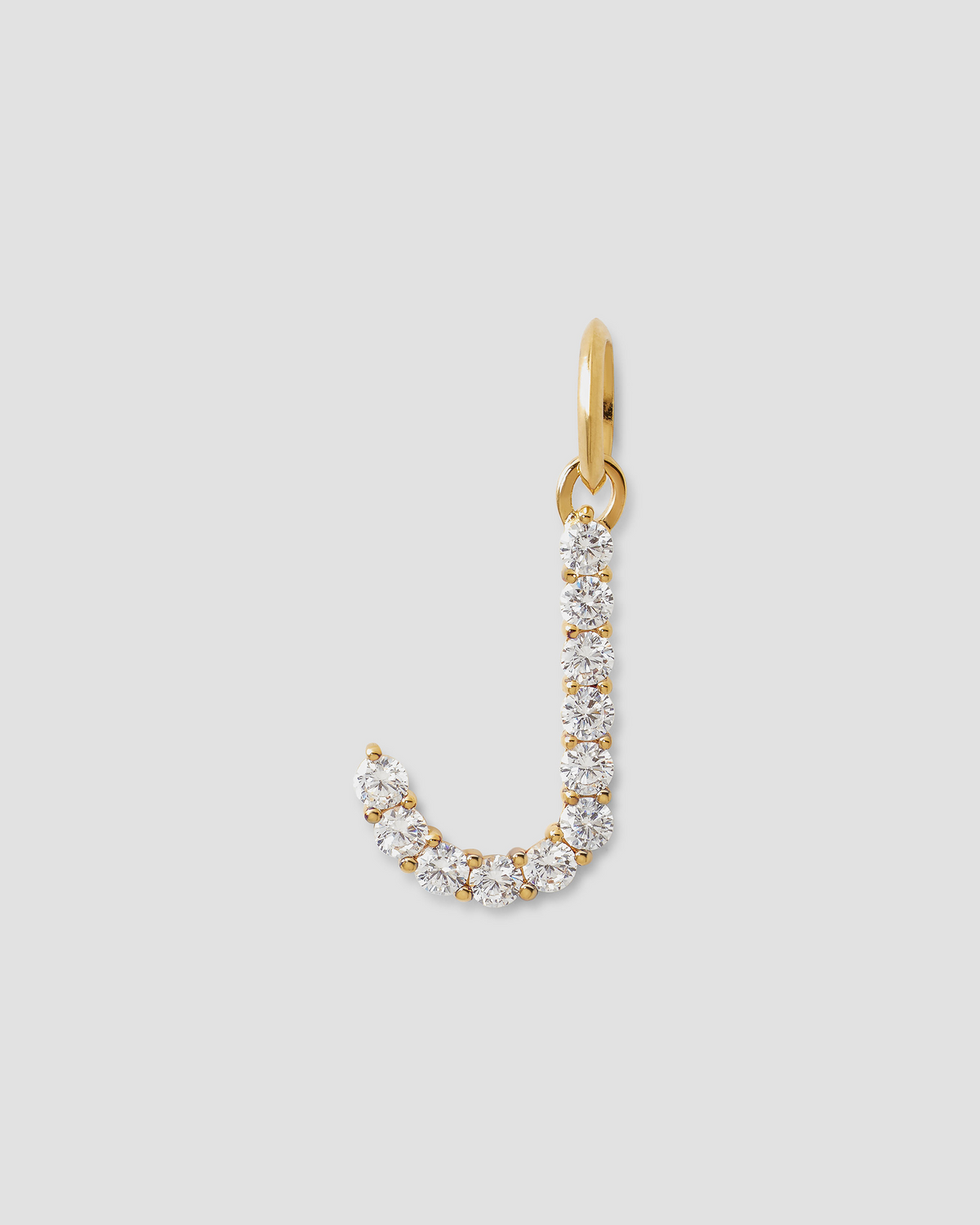 Large Floating Diamond Minimal Block Letter charm - worn look | gold charm necklace