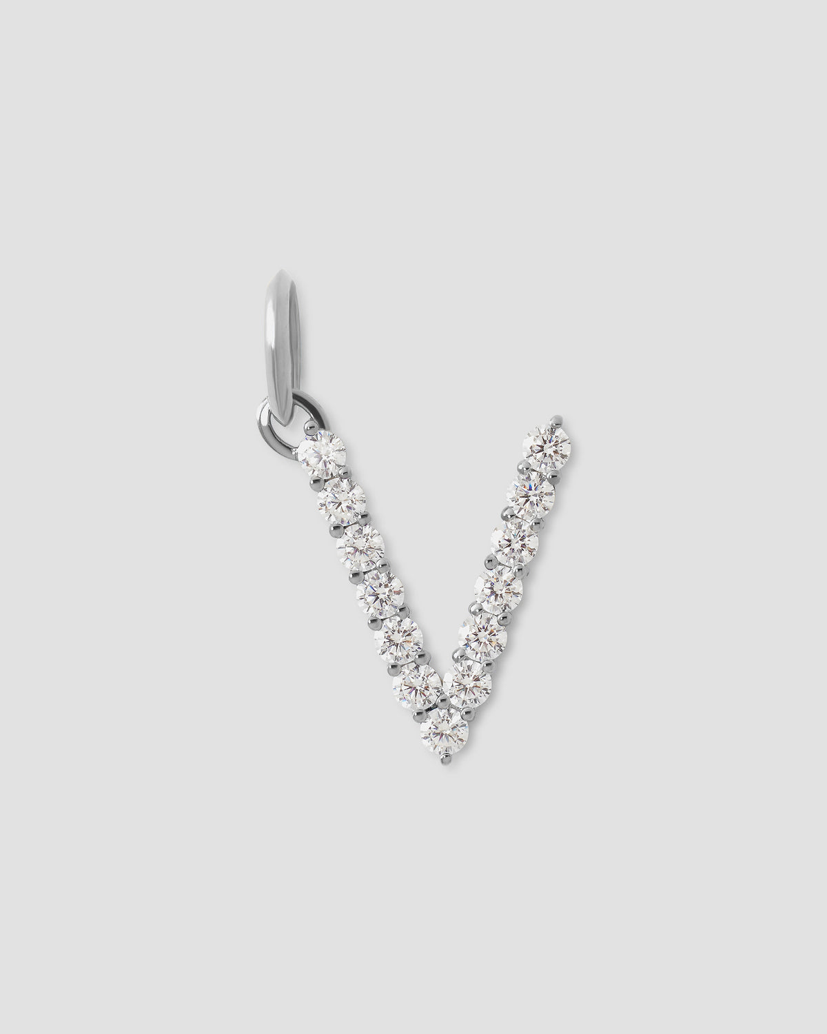 Large Floating Diamond Minimal Block Letter charm - alternate angle | gold charm necklace