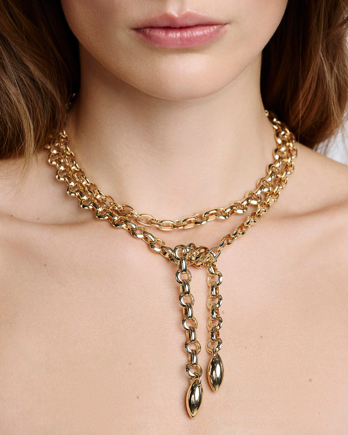 KDH 40" Wrap Necklace gold necklace - close-up detail | fine necklaces