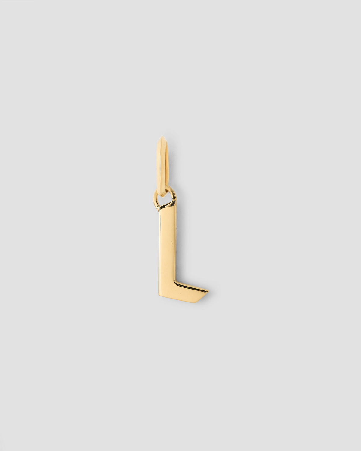 Lower Case Gothic Letter Charm in 14K Yellow Gold 14K gold charm - styled on model | charm necklaces