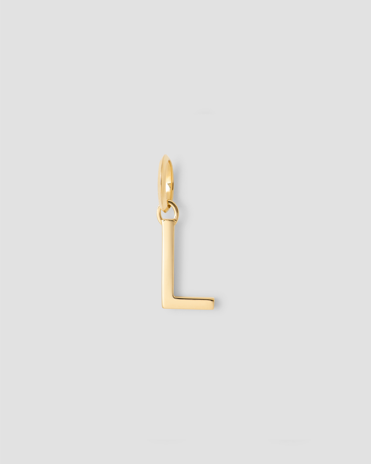 Minimal Block Letter Charm in 14K Yellow gold charm - styled on model | custom charm necklace