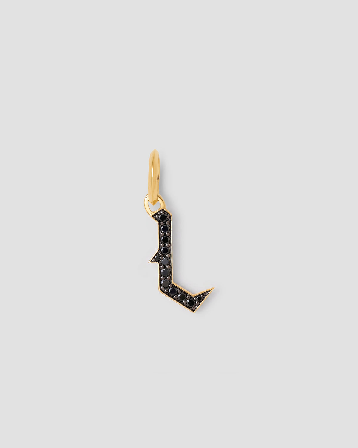 Capital Gothic Letter Charm with Pavé Black Diamonds