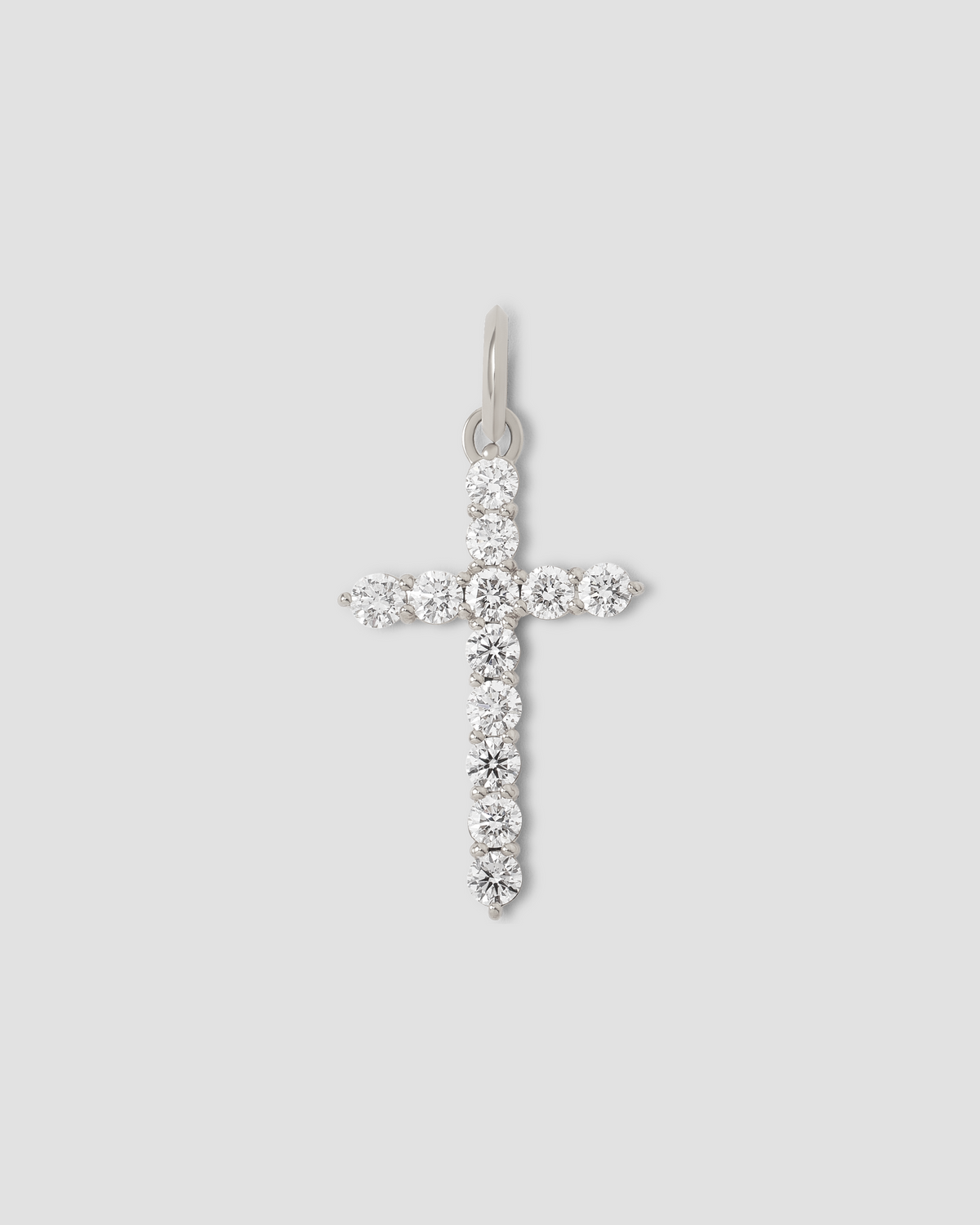 Large Floating Diamond Cross gold charm - close-up detail | diamond cross pendant