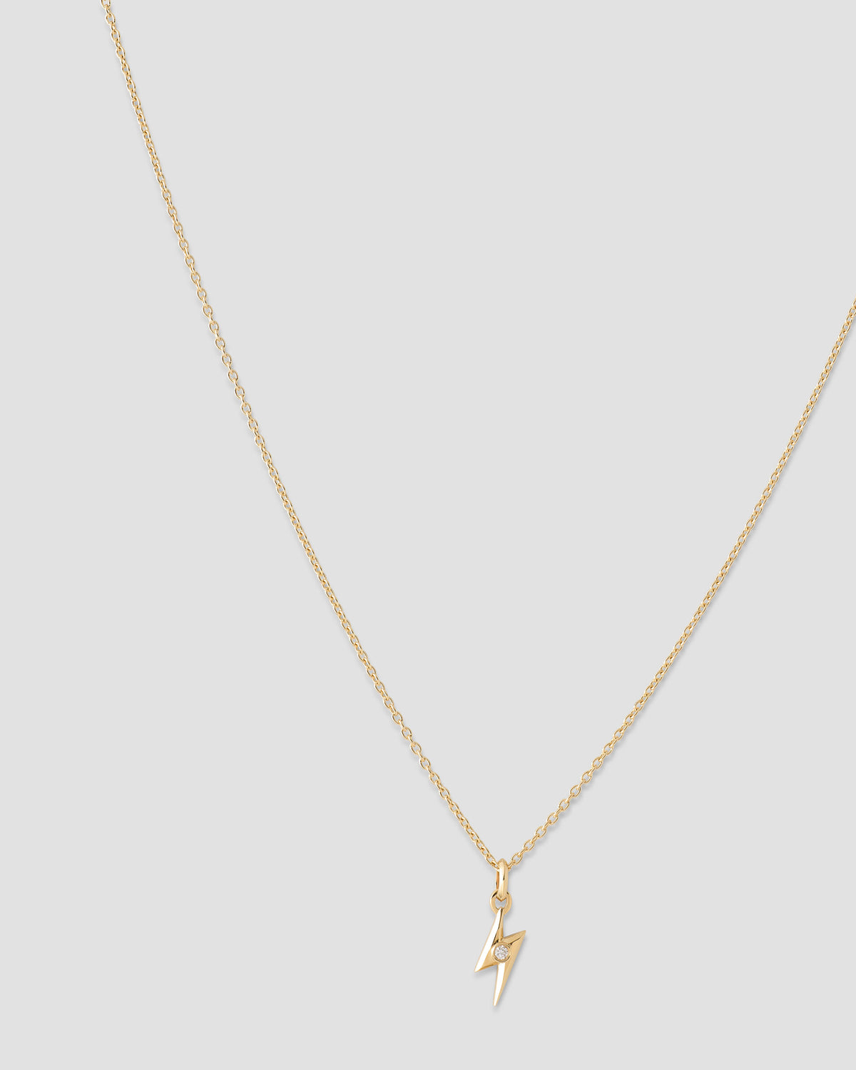 Lightning Bolt Necklace gold charm - close-up detail | custom charm necklace