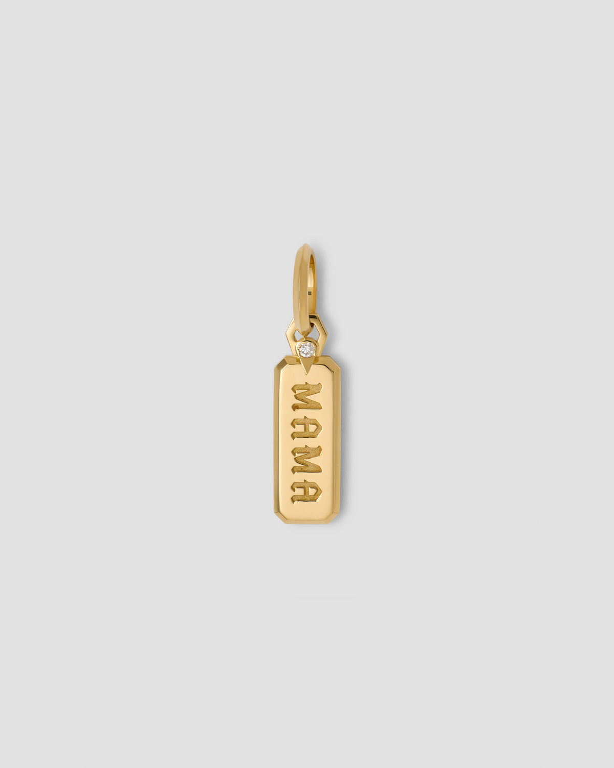 Small Mama Dog Tag 18K Yellow Gold