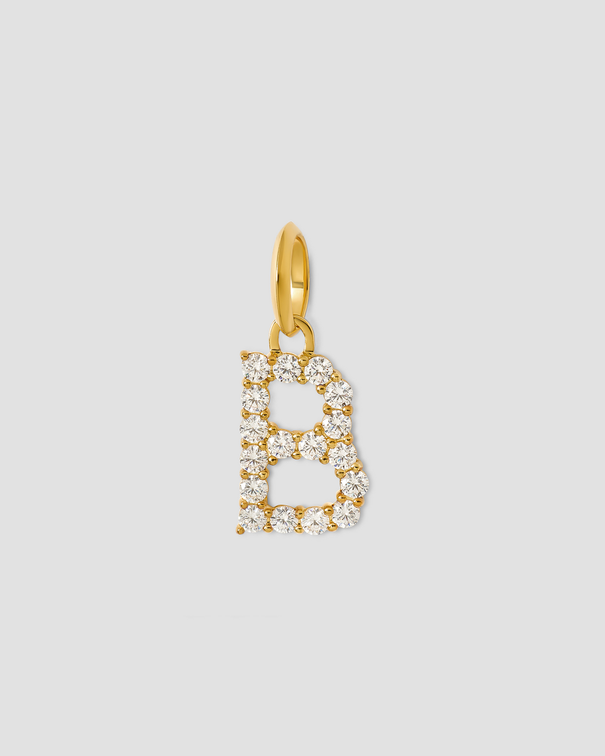 Medium Floating Diamond Minimal Block Letter 18K gold charm - alternate angle | necklace with charms