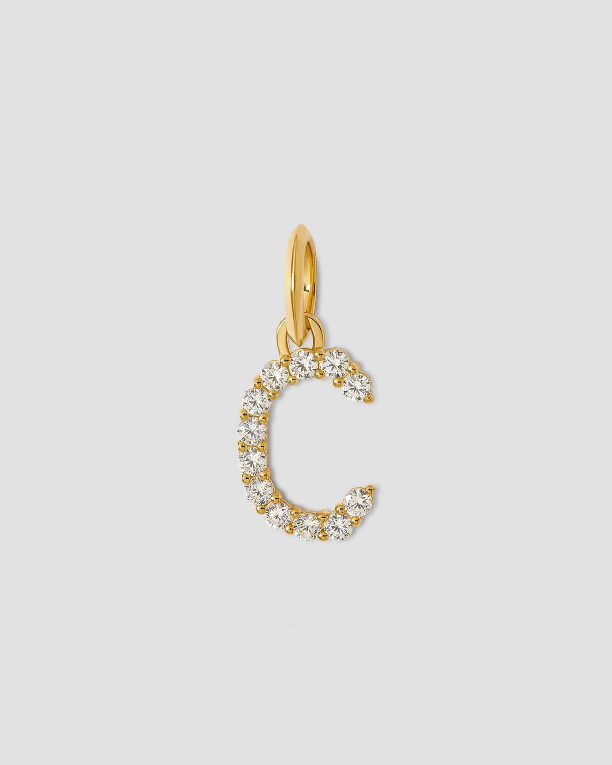 Medium Floating Diamond Minimal Block Letter 18K gold charm - worn look | necklace with charms