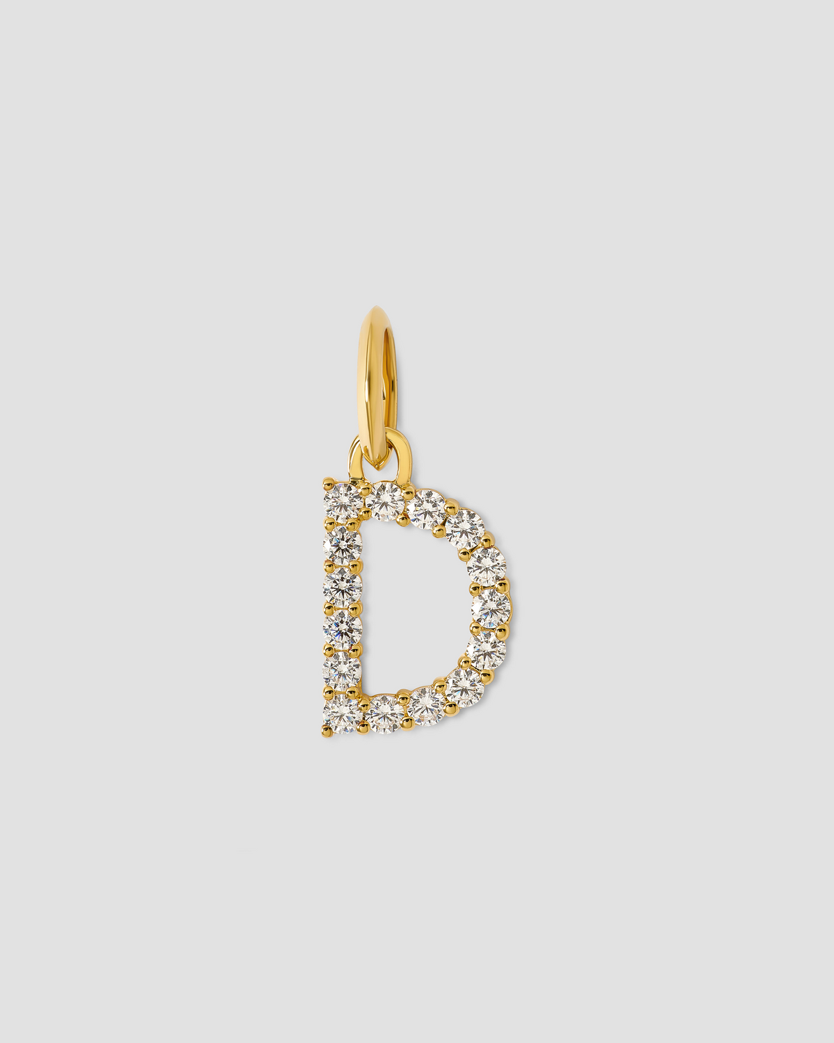 Medium Floating Diamond Minimal Block Letter 18K gold charm - back view | necklace with charms