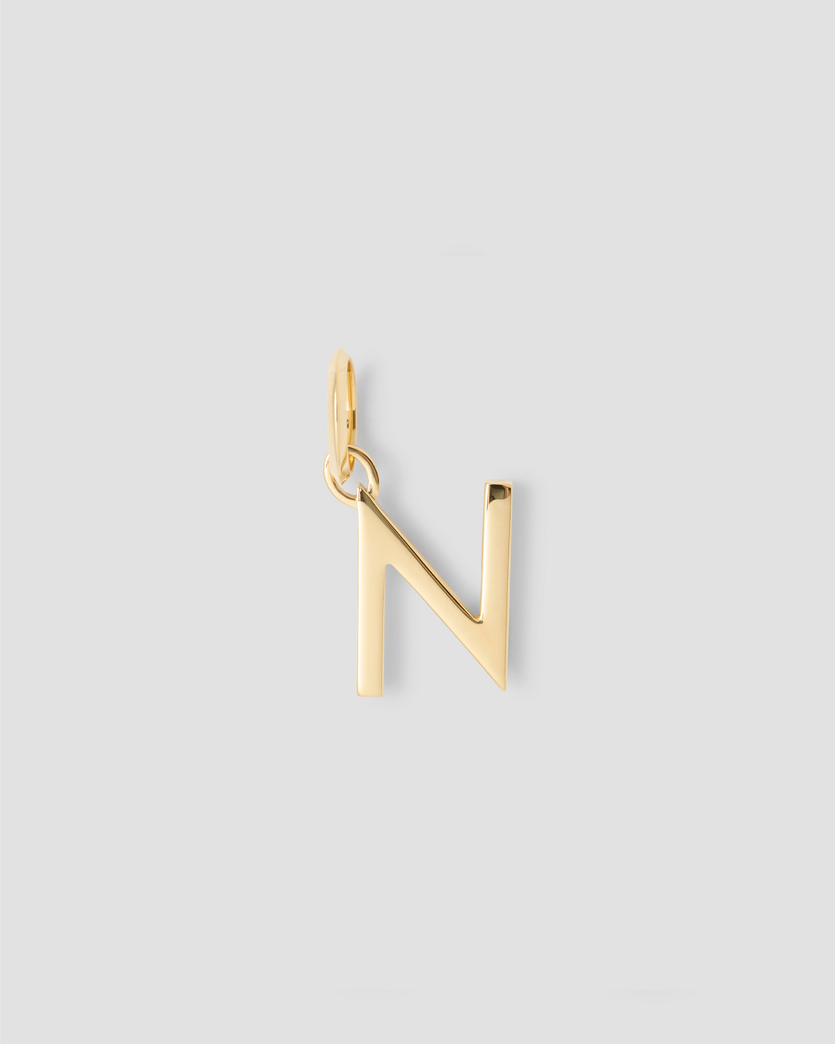Minimal Block Letter Charm in 14K Yellow gold charm - side view | custom charm necklace