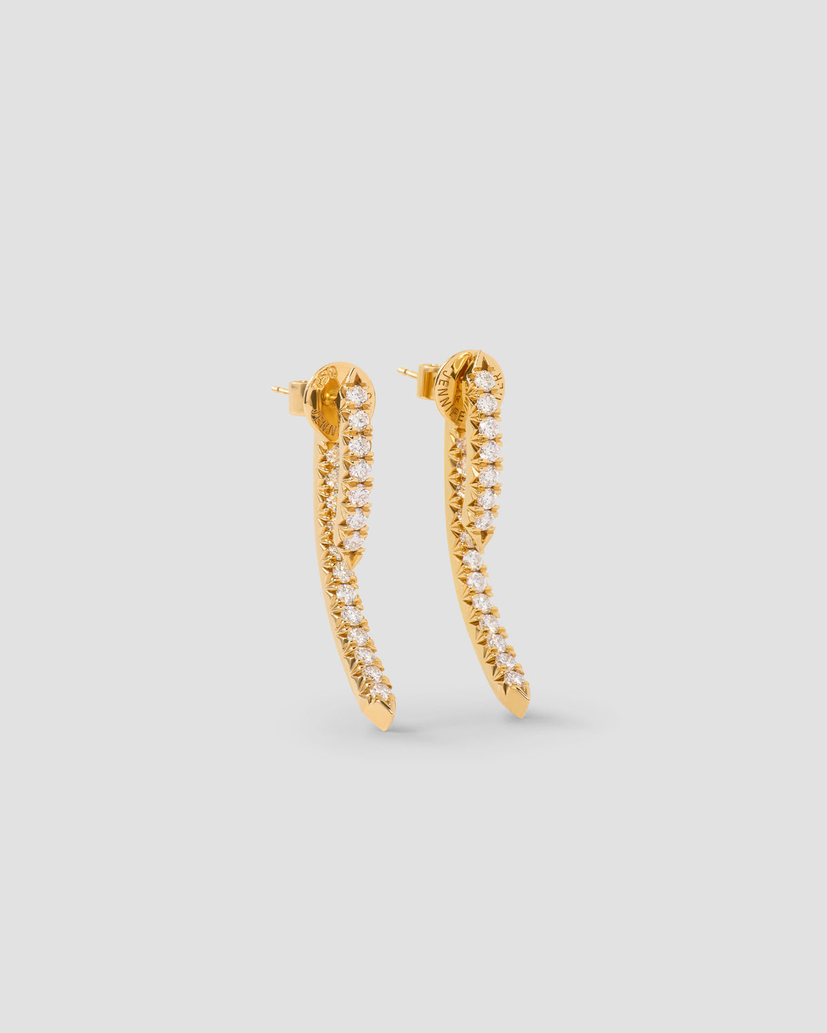 Pavé Diamond Tusk Earring in 18K Yellow Gold 18K gold earring - alternate angle | diamond earrings for women