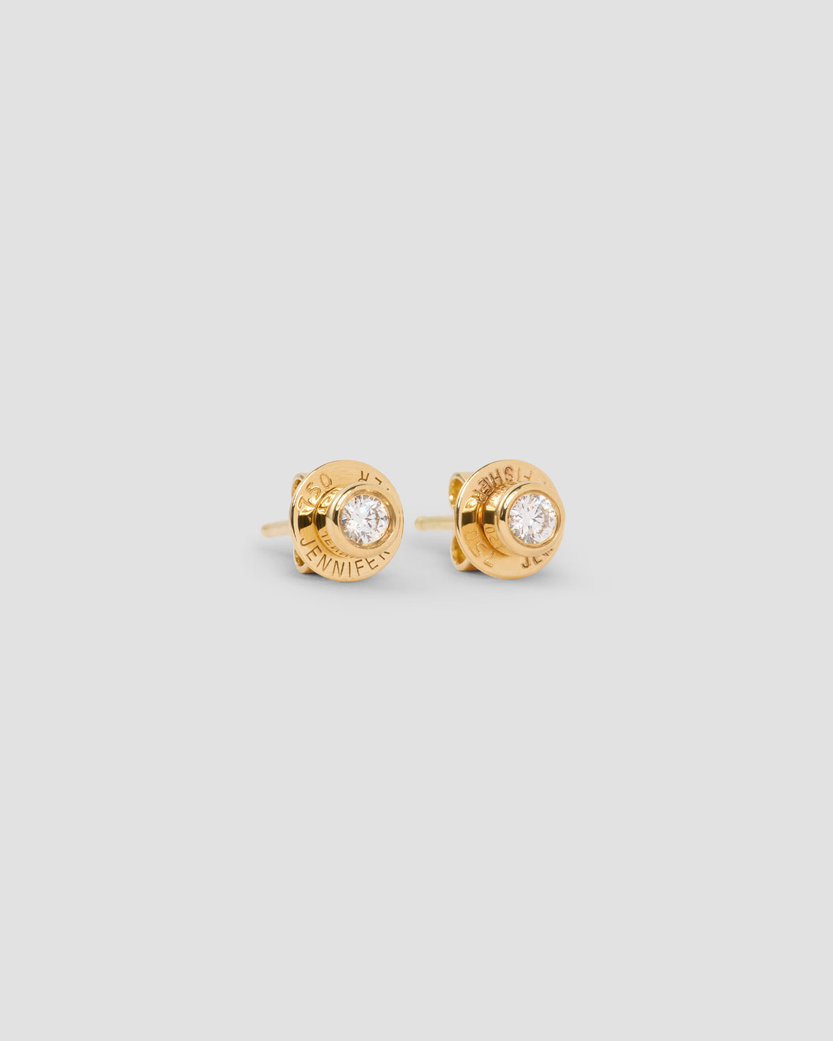 Diamond Stud Earring in 18K Yellow Gold earring - front view | diamond stud earrings