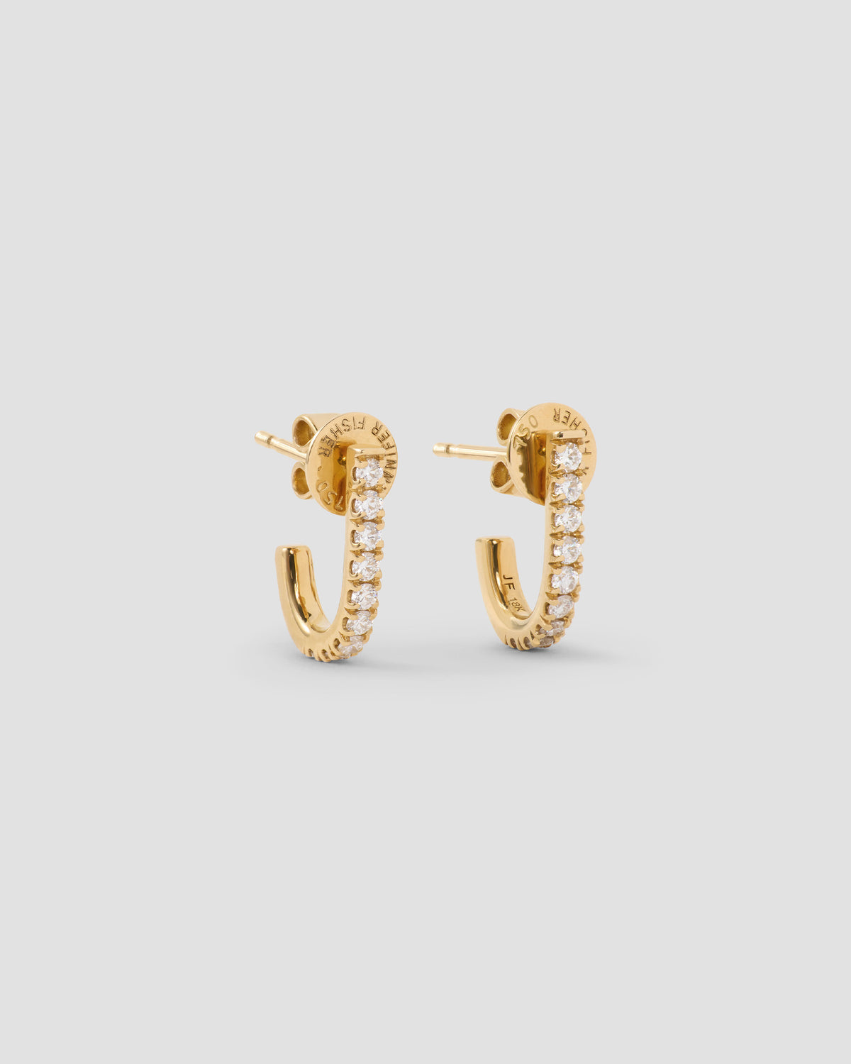 Small Pavé Diamond Level Earring in 18K Yellow Gold