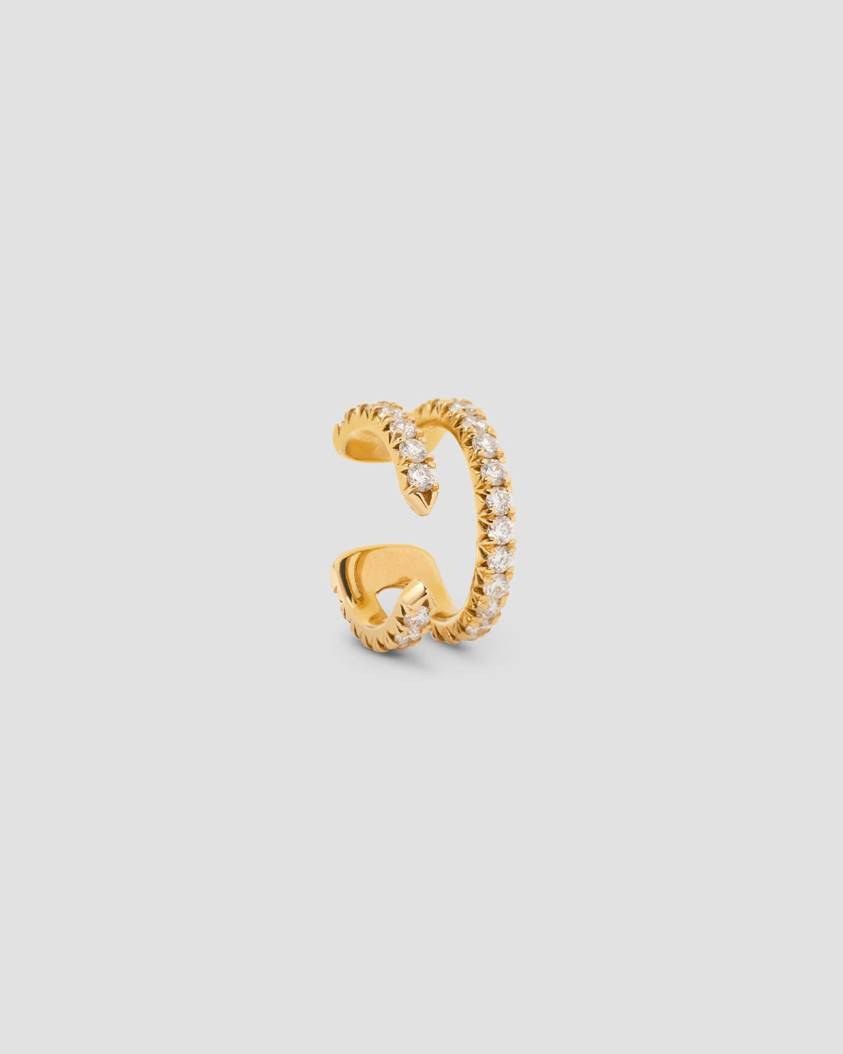 Pin Ear Cuff Pave White Diamonds 18K Yellow Gold