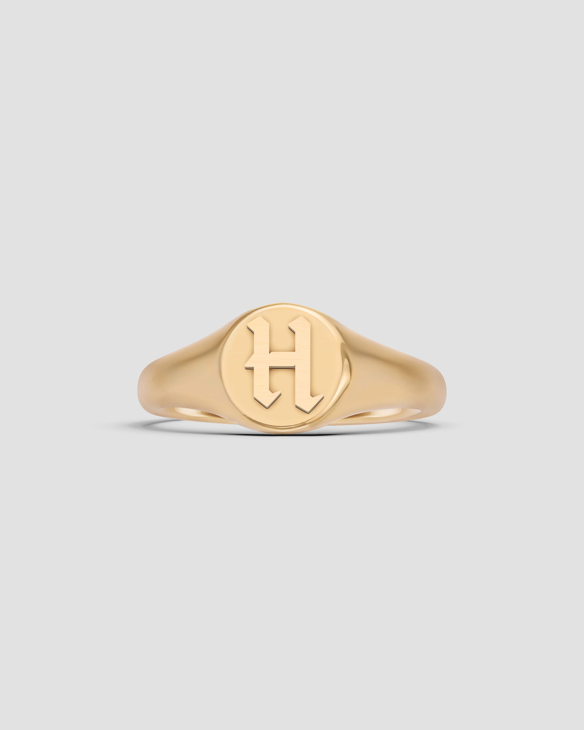 Mini Gothic Letter Signet Ring A-N ring - front view | gold rings for women