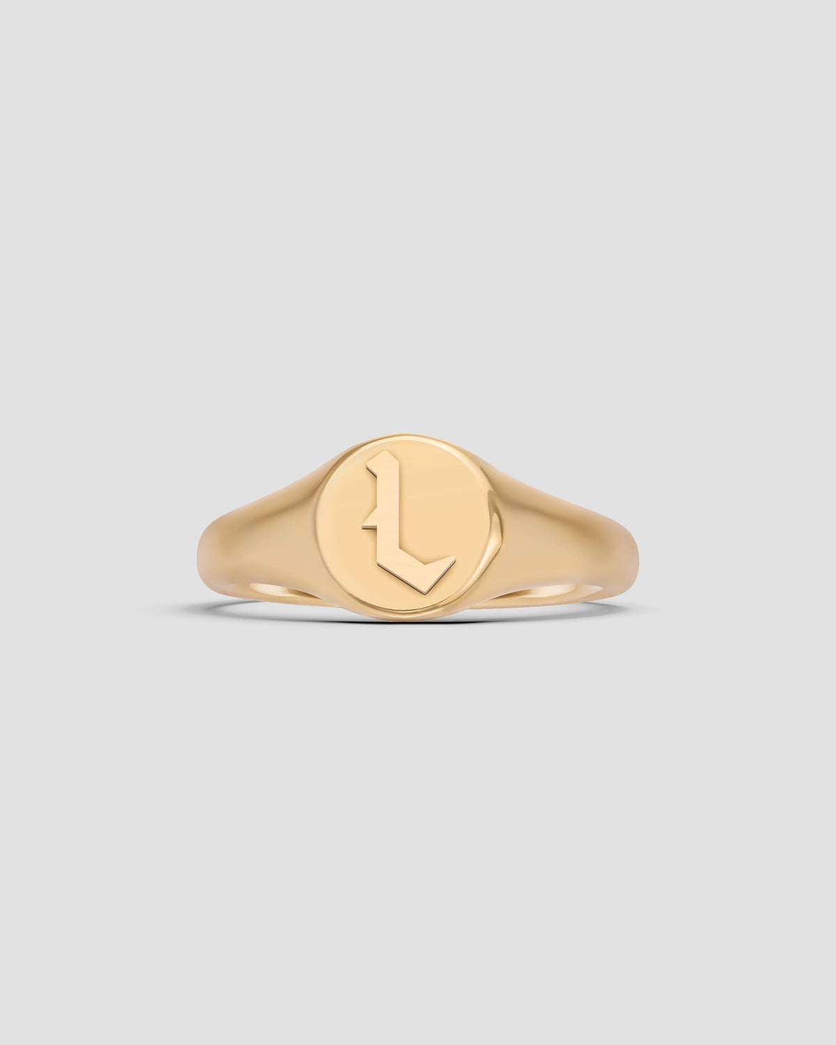 Mini Gothic Letter Signet Ring A-N ring - side view | gold rings for women