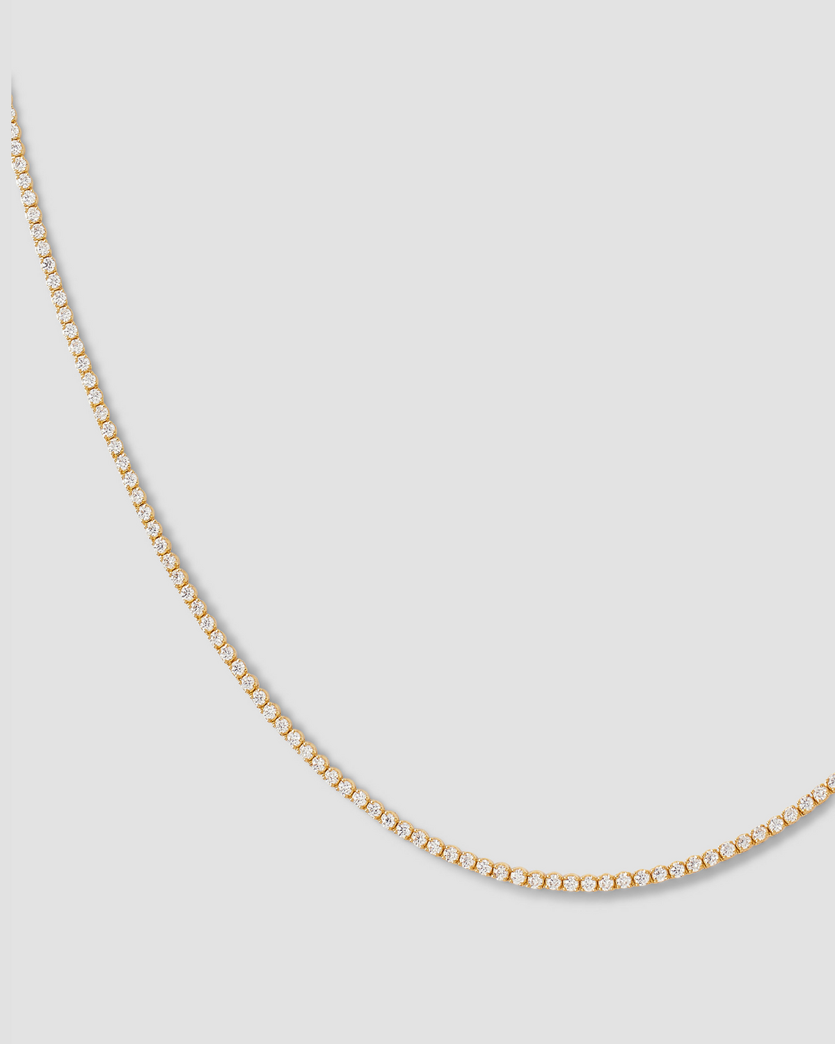 Lab Diamond Round Cut Tennis Necklace gold necklace - alternate angle | lab grown diamond necklace